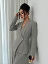 Long Sleeve Single Buckle Blazers Straight-leg Pants 2-piece Sets