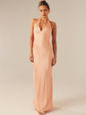 Satin V-neck Halter Neck Backless Strappy Maxi Dresses