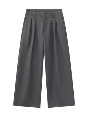 Stereo Double Pleat A-shape Loose-fit Dress Pants Pants