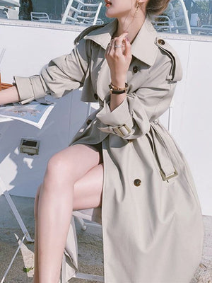 Waist Mid-length Leisure Trench Coats