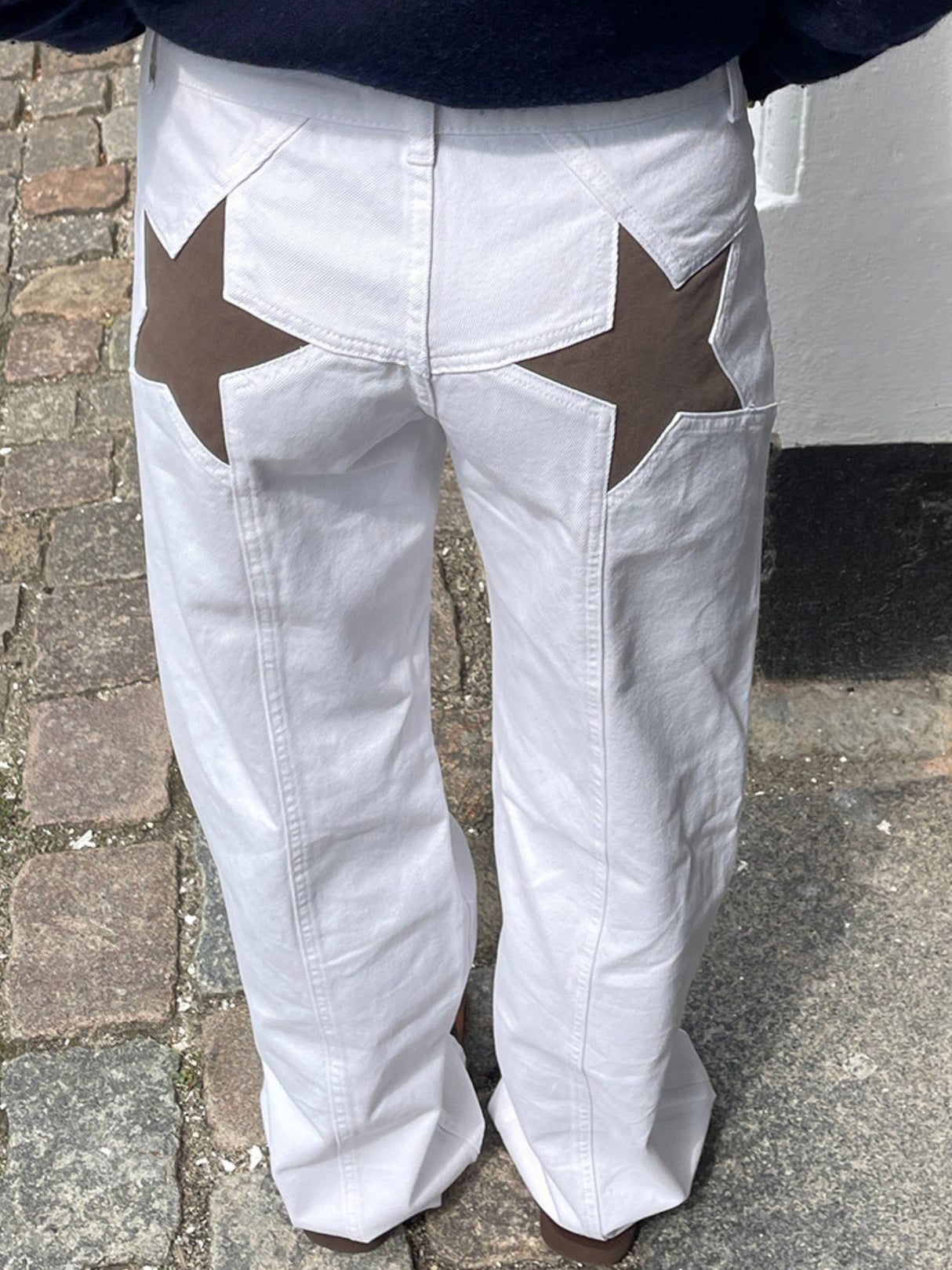 Y3K Color Blocking Five-pointed Star Low-waisted Wide-leg Pants Jeans