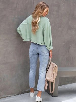 Liber Autumn Women's Buttons, Pocket Solid Color Short Jackets
