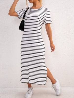 Stripes Slit Maxi Dresses