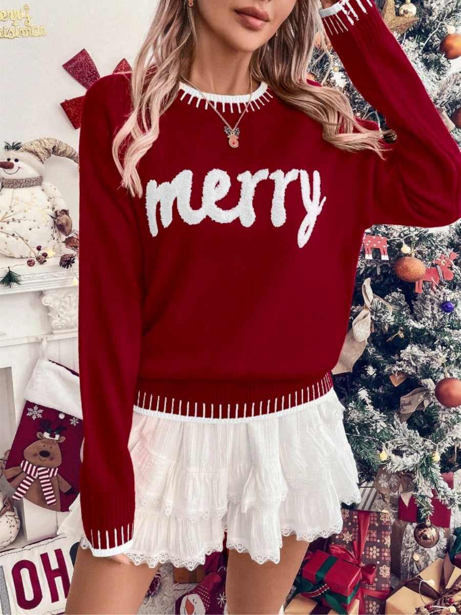 Christmas Letter Crew Neck Sweaters