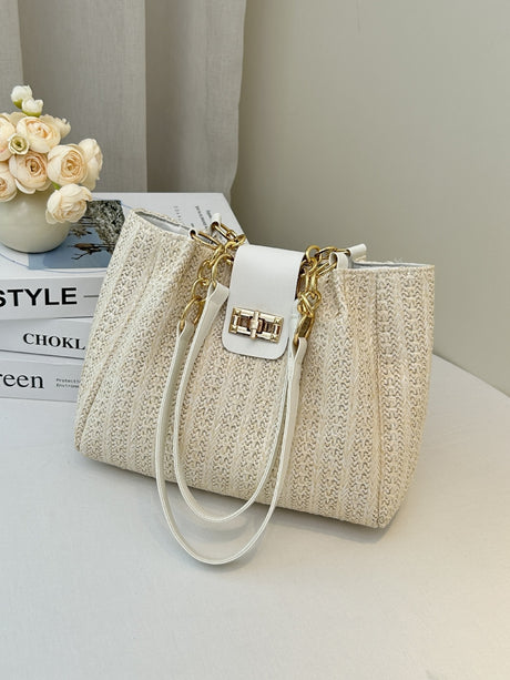 Holiday Straw Tote Bag