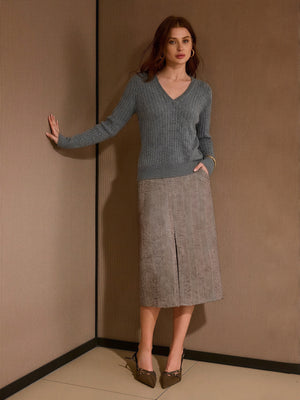 Superfine Merino Wool Cashmere Silk V Pullover Sweater
