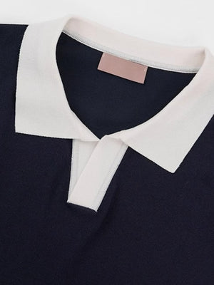 Color Matching Old Money Style Slim-fit Polo Shirts