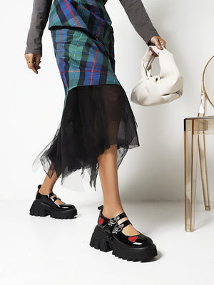 Heart-shaped Platform Mary Jane Shoes