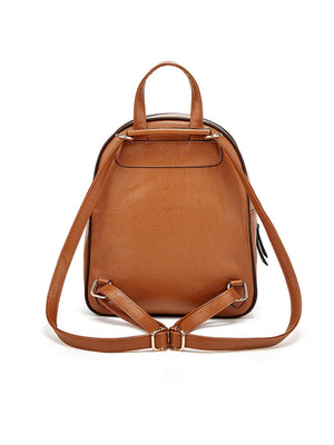 Color-blocked Embossed Backpack 3-piece Set