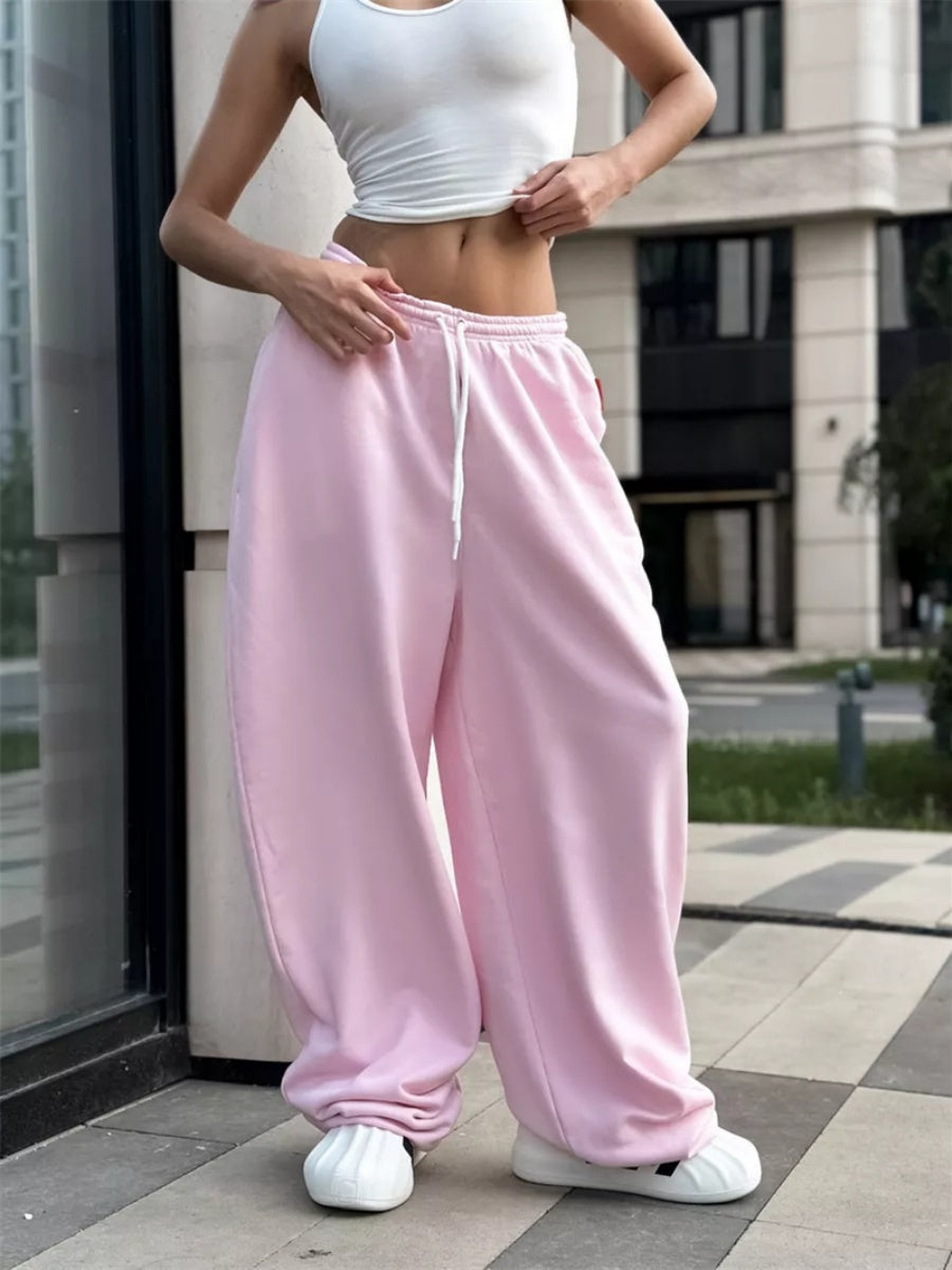 Liber Women's autumn loose lace-up straight pants