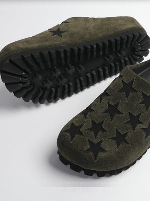 "Nomadic" Series Star-patterned Mule Shoes, Fashionable Genuine Leather Birkenstocks Platform Slippers For Men And Women