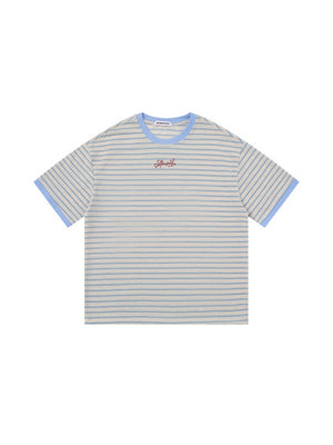 Color-blocked Stripes Loose-fit T-shirts