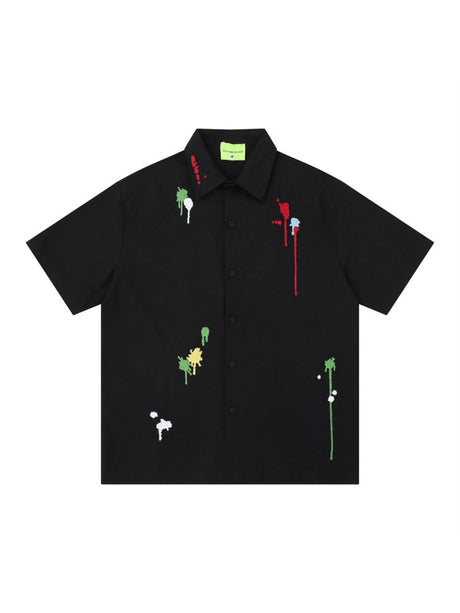 Splashing Ink Embroidery Loose-fit Vibe Shirts