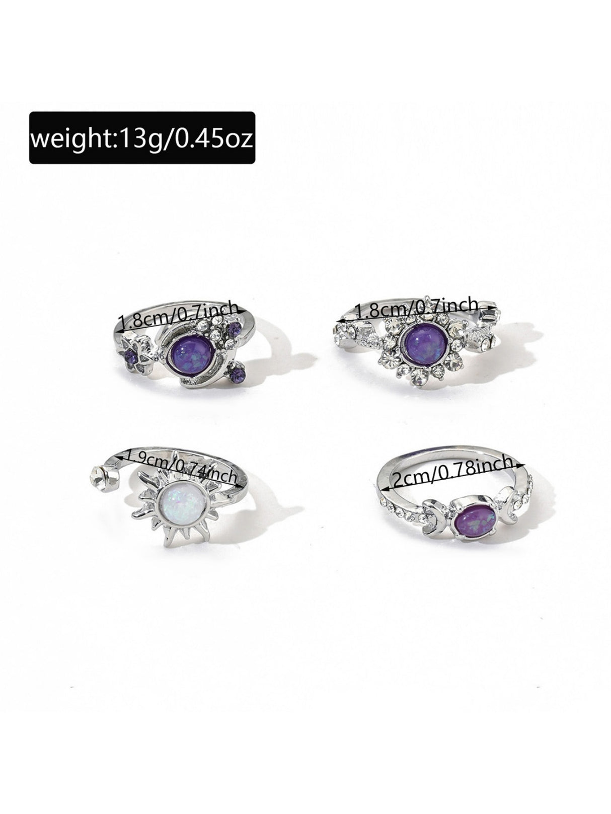 Colored Gemstone Ring Set