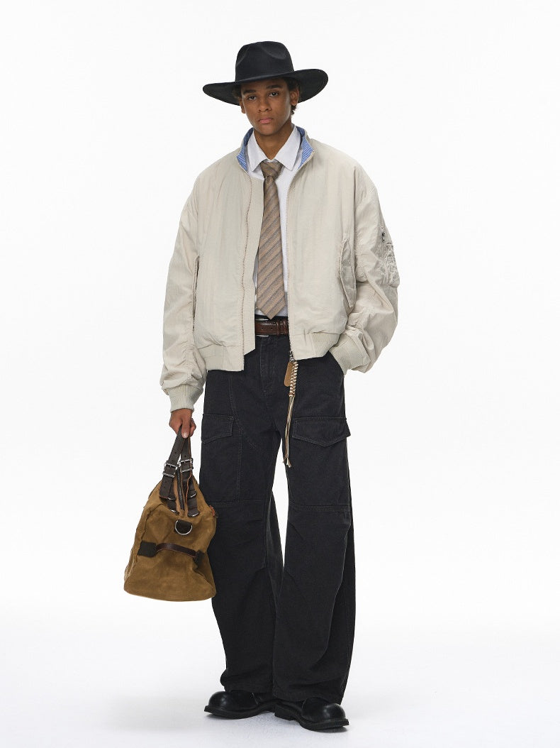 Liber Autumn Neutral wear Solid Color Cargo Trousers
