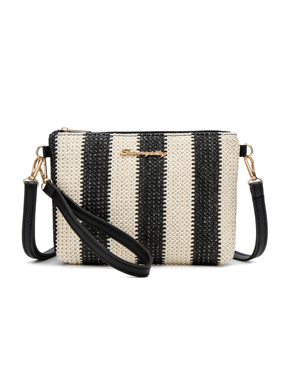 Resort Striped Straw Crossbody Bag