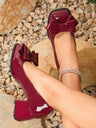 Large Square-toe Chunky Heels With Bow