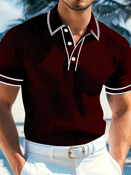 Color Matching Stripes Polo Shirt