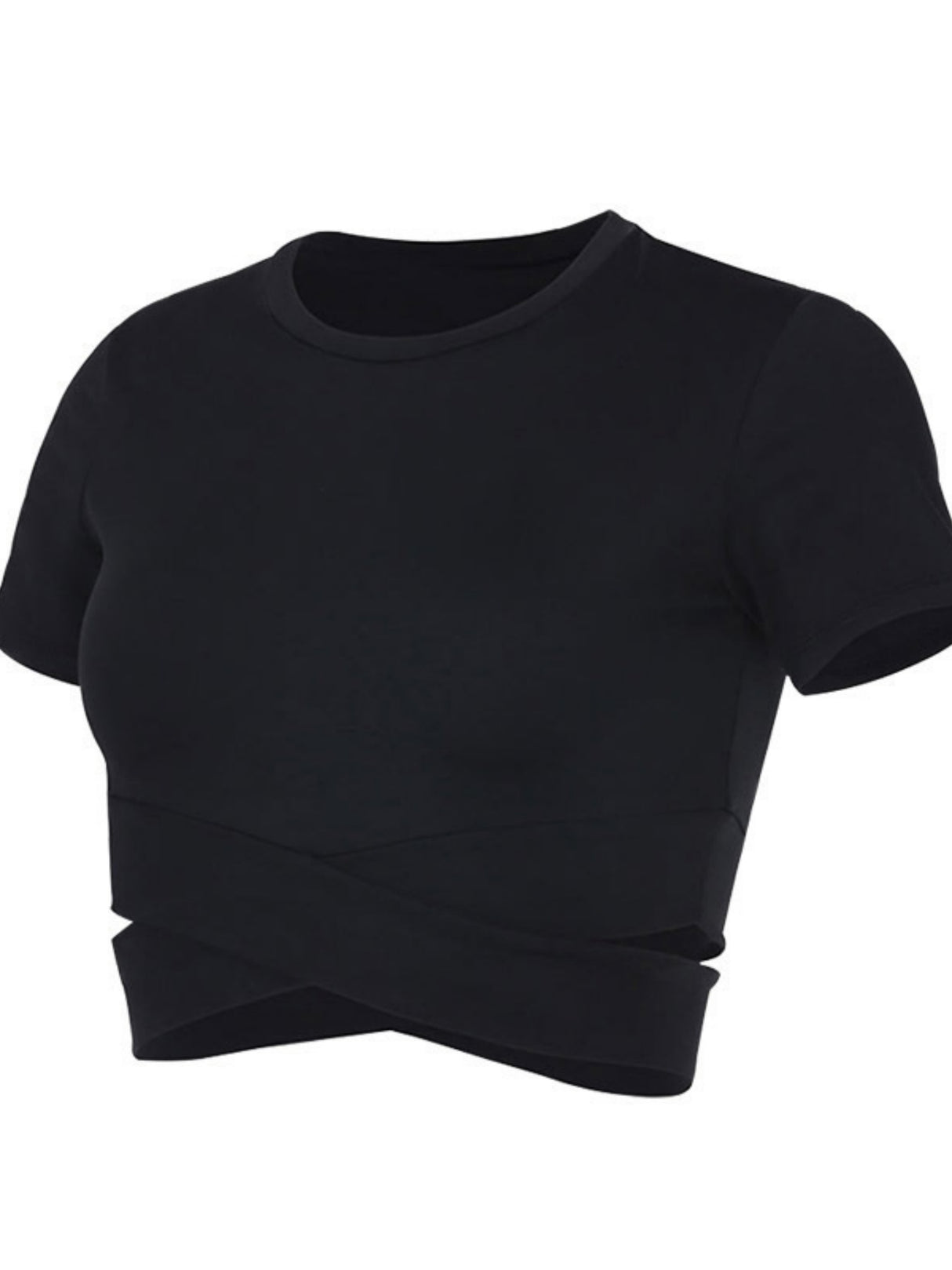Cross Neck Tight-fitting Shorts Exercise And Fitness Yoga Short-sleeved T-shirt