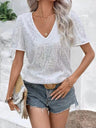Sequins V-neck Short Sleeve T-shirt