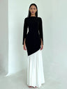 Liber Autumn Women's Contrast color pleats Solid Color Maxi Dresses