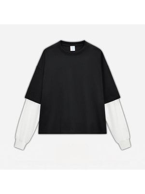 Liber Autumn Neutral wear Color matching Solid Color T-shirts