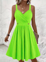 Solid Color Button Short Dress