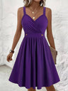 Solid Color Button Short Dress