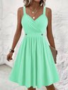Solid Color Button Short Dress