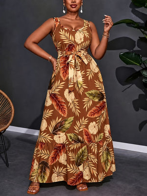 Printed Patchwork Midi Dress For Women