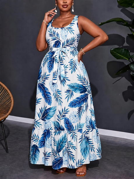 Printed Patchwork Midi Dress For Women