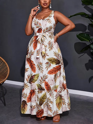 Printed Patchwork Midi Dress For Women