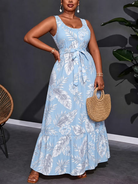 Printed Patchwork Midi Dress For Women