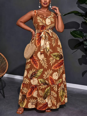 Printed Patchwork Midi Dress For Women