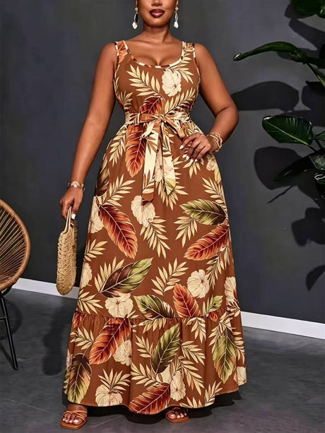 Printed Patchwork Midi Dress For Women