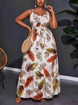 Printed Patchwork Midi Dress For Women