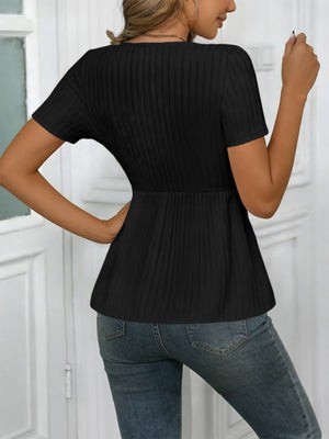Design-style Single-breasted Solid Color Short-sleeved T-shirt