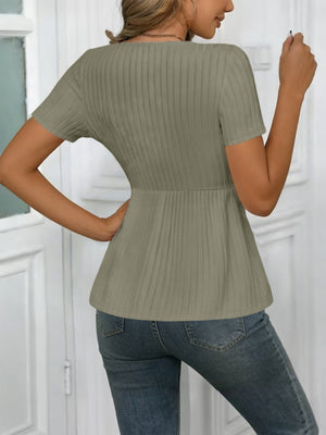 Design-style Single-breasted Solid Color Short-sleeved T-shirt