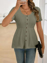 Design-style Single-breasted Solid Color Short-sleeved T-shirt