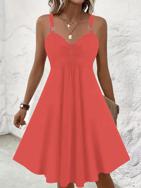 Solid Color Pleated Short Dress