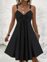 Solid Color Pleated Short Dress