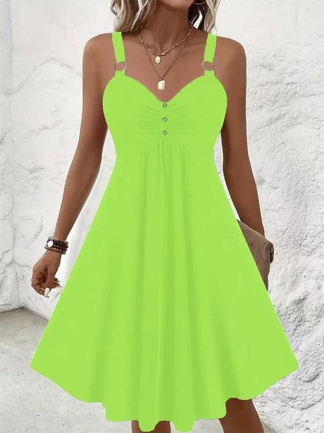 Solid Color Pleated Short Dress