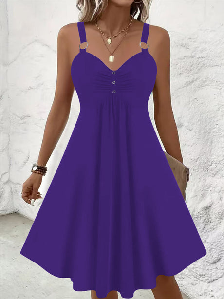 Solid Color Pleated Short Dress