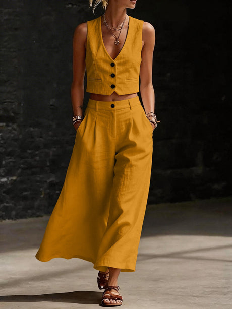 Loose-fitting Casual Suit With Pockets