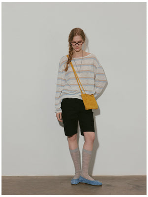 Long-sleeved, Flat-patterned, Slightly Sheer Striped Cover-up