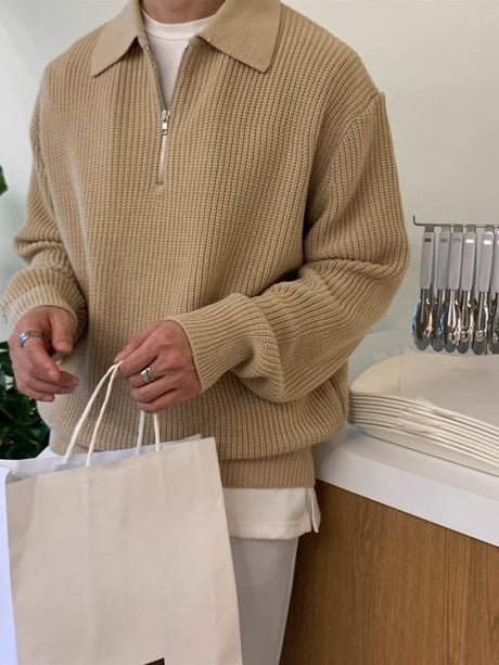 Liber Autumn Men's Solid Color Sweaters