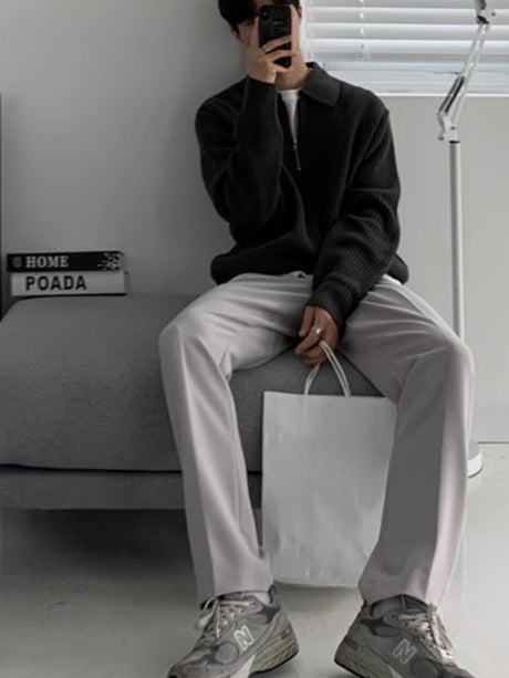 Liber Autumn Men's Solid Color Sweaters