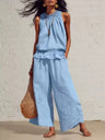 Two-piece Solid Color Set With Ruffles