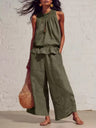 Two-piece Solid Color Set With Ruffles