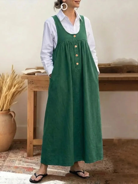 Solid Color Mid-length Slimming Dress